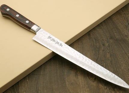 Yoshihiro VG-10 16 Layer Hammered Damascus Stainless Steel Sujihiki Slicer Chefs knife 9.5" (240mm)