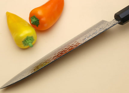 Yoshihiro VG-10 46 Layers Hammered Damascus Gyuto (210mm/240mm) Petty (150mm) Ambrosia Handle Chefs Knife Set
