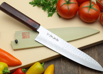 Yoshihiro VG-10 46 Layers Hammered Damascus Gyuto (210mm/240mm) Petty (150mm) Shitan Rosewood Handle Chefs Knife Set