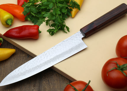 Yoshihiro VG-10 46 Layers Hammered Damascus Gyuto (210mm/240mm) Petty (150mm) Shitan Rosewood Handle Chefs Knife Set