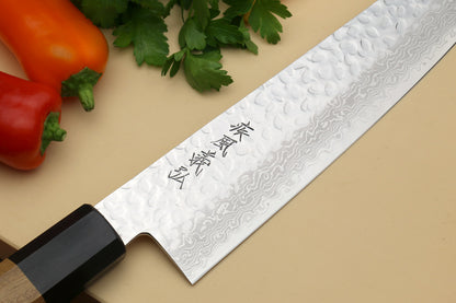 Yoshihiro VG-10 46 Layers Hammered Damascus Gyuto Japanese Chefs Knife (Octagonal Ambrosia Handle)