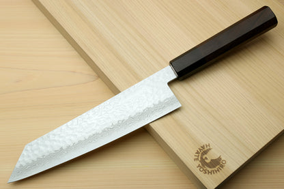 Yoshihiro VG-10 46 Layers Hammered Damascus Kiritsuke Multipurpose Japanese Chefs Knife (Octagonal Shitan Rosewood Handle)