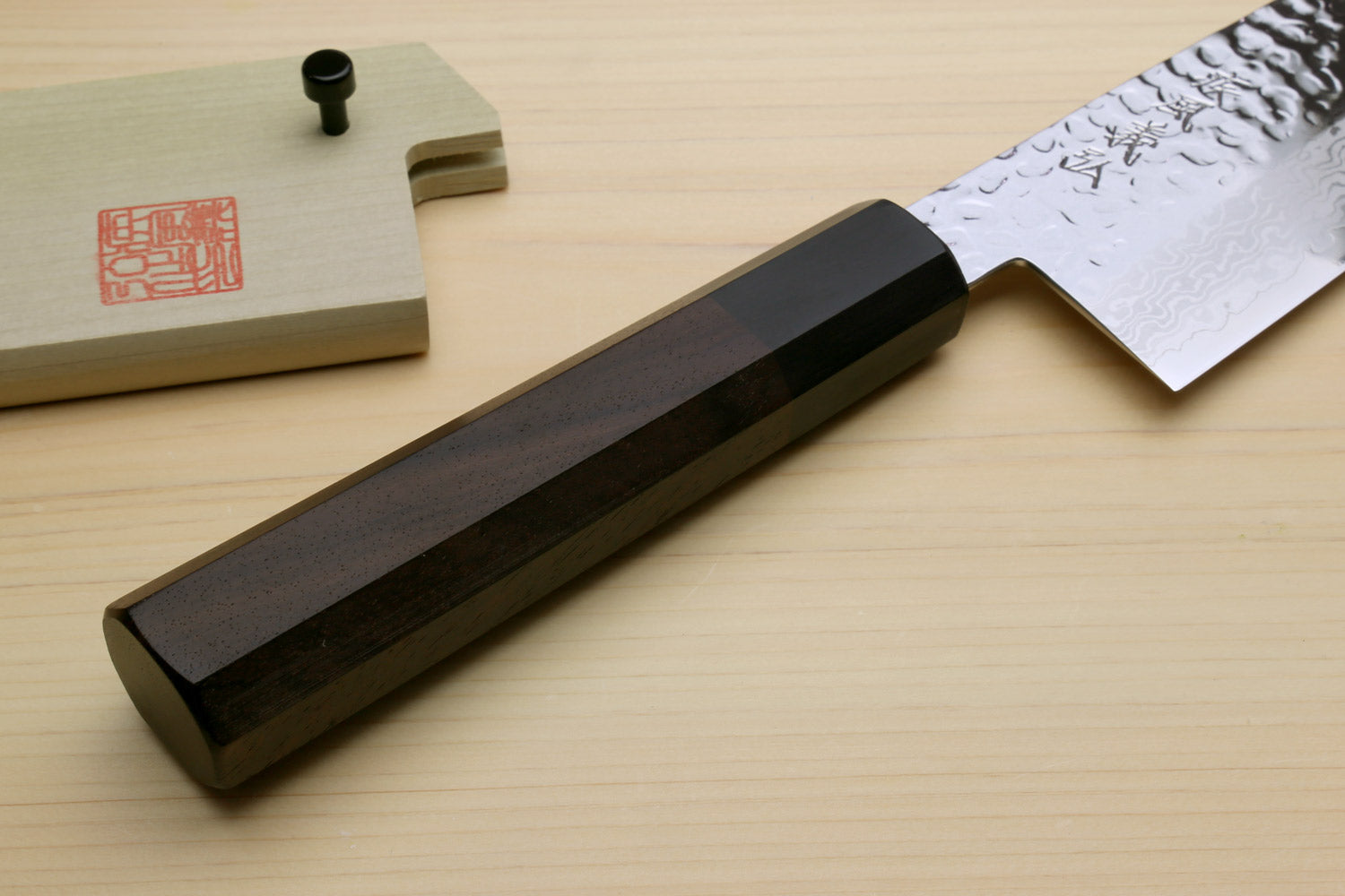 Yoshihiro VG-10 46 Layers Hammered Damascus Kiritsuke Multipurpose Japanese Chefs Knife (Octagonal Shitan Rosewood Handle)