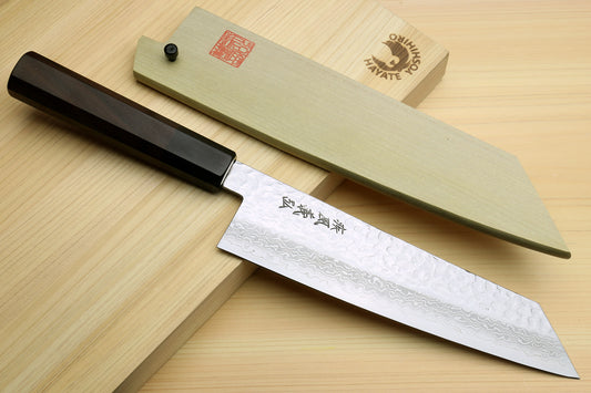 Yoshihiro VG-10 46 Layers Hammered Damascus Kiritsuke Multipurpose Japanese Chefs Knife (Octagonal Shitan Rosewood Handle)