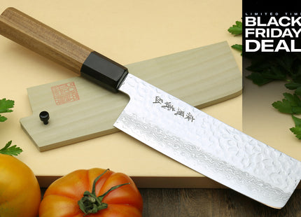 (BF Sale) Yoshihiro VG-10 46 Layers Hammered Damascus Nakiri Japanese Vegetable Knife, Ambrosia Handle (Blade Length 6.5" (165mm))
