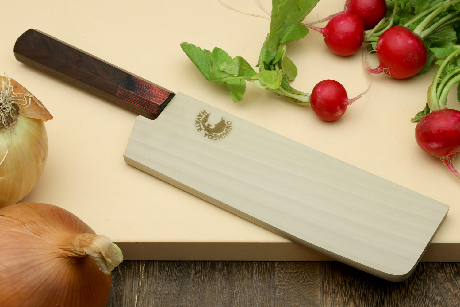 Yoshihiro VG-10 46 Layers Hammered Damascus Nakiri Japanese Vegetable Knife (6.5" (165mm)) (Rosewood Handle)