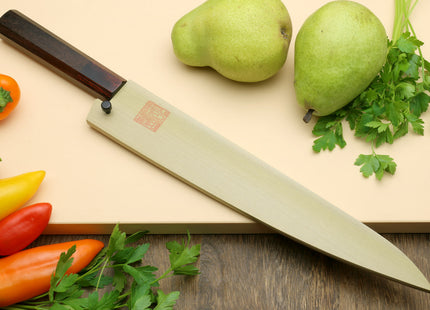 Yoshihiro VG-10 46 Layers Hammered Damascus Sujihiki Japanese Slicer Knife (Octagonal Rosewood Handle) (9.5" (240mm))