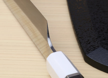Yoshihiro VG-10 Honyaki Sakimaru Takobiki Japanese Sushi Sashimi Knife with Double Nickel Silver Ring Corian Ebony Handle