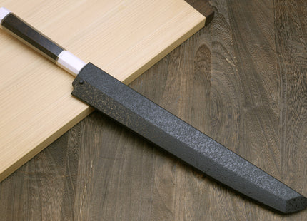 Yoshihiro VG-10 Honyaki Sakimaru Takobiki Japanese Sushi Sashimi Knife with Double Nickel Silver Ring Corian Ebony Handle