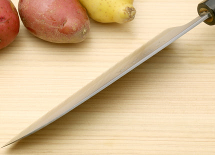 Yoshihiro White Steel #1 Stainless Clad Santoku Multipurpose Knife with Magnolia Wood Handle