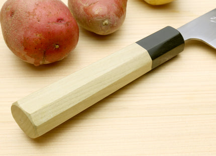 Yoshihiro White Steel #1 Stainless Clad Santoku Multipurpose Knife with Magnolia Wood Handle
