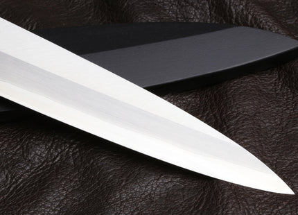 Yoshihiro Inox Stainless Steel Yanagi Sushi Sashimi Japanese Chef Knife Round Rosewood Handle with Nuri Saya Cover