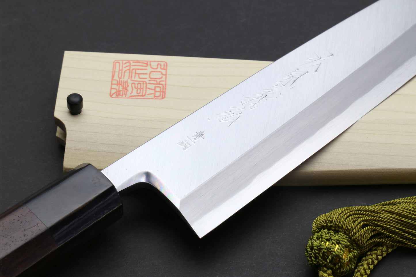 Yoshihiro Aonamiuchi Blue Steel #1 Mioroshi Filet Sushi Sashimi Japanese Chef Knife Ebony Handle