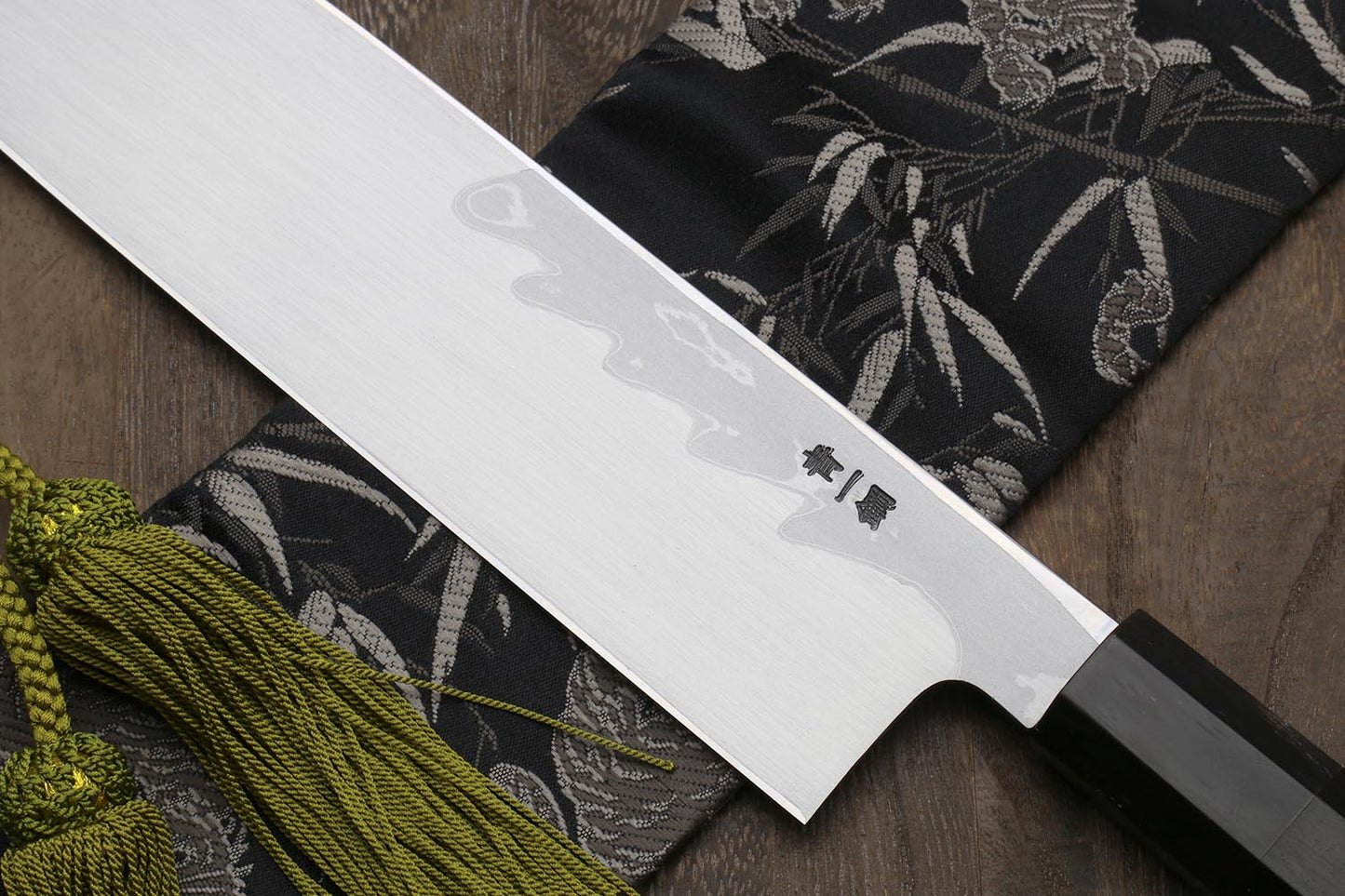 Yoshihiro Suminagashi Blue Steel #1 Kama Usuba Traditional Japanese vegetable Chopping Chef Knife, Ebony Wood Handle