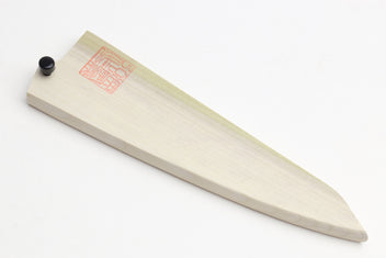 Natural magnolia wood saya cover for blade, long sheath shape, black knob, red stamp