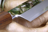 Yoshihiro  Ginsanko Mirror Polished Stain Resistant Edo Usuba Traditional Japanese Vegetable Chopping Chef Knife Ebony Handle with Silver Ring
