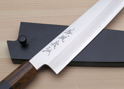 Yoshihiro Hiryu Ginsan High Carbon Stainless Steel Petty Utility Knife Ebony Handle with Nuri Saya Cover