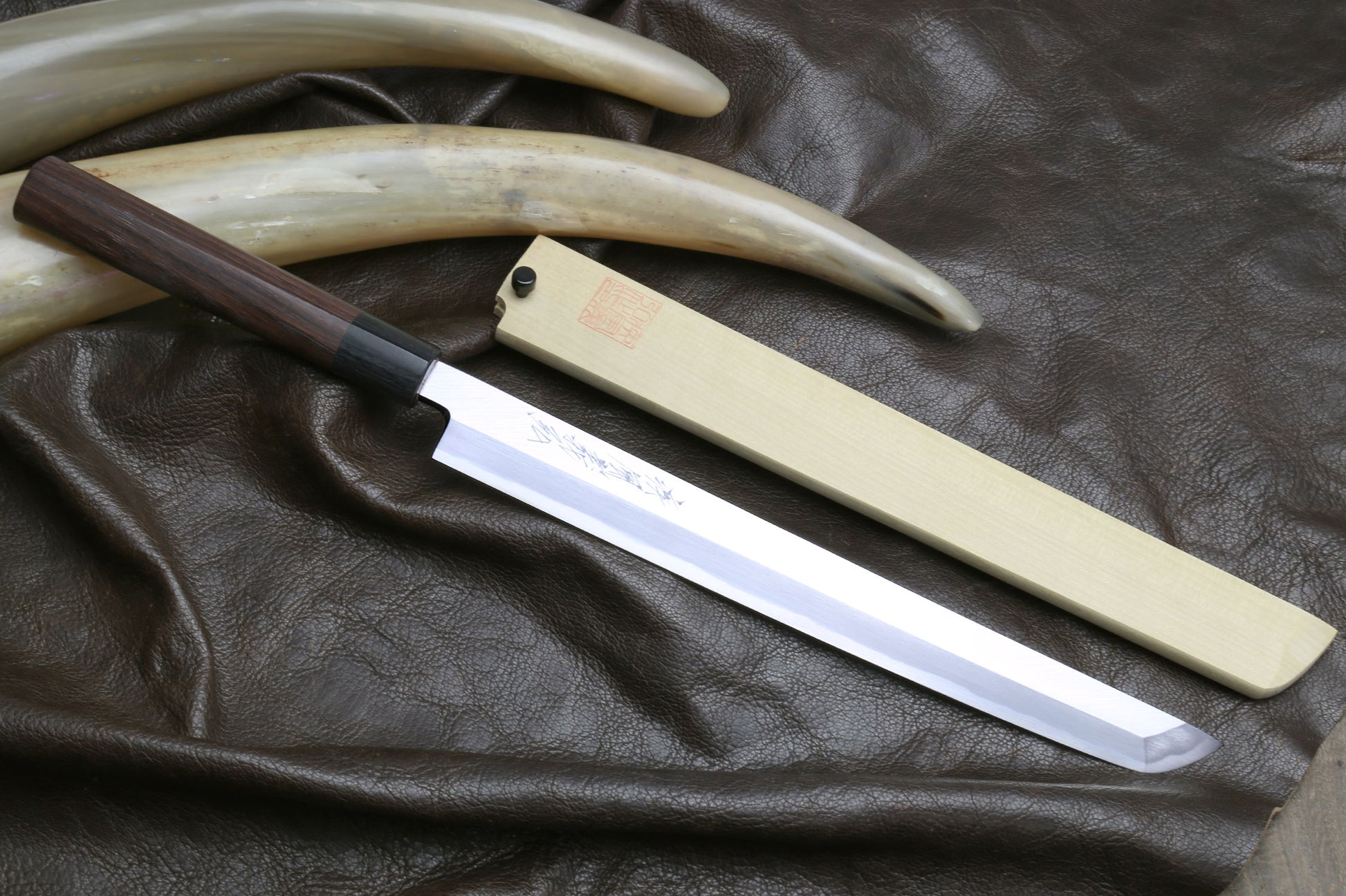 Yoshihiro Hongasumi White Steel Sakimaru Takobiki Sushi Sashimi Japanese Knife Rosewood Handle