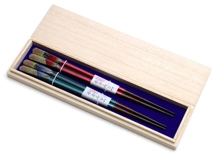 Japanese Premium Chopsticks Fukiurushi lacquered Mt. Fuji Glitter with Paulownia Wooden Box