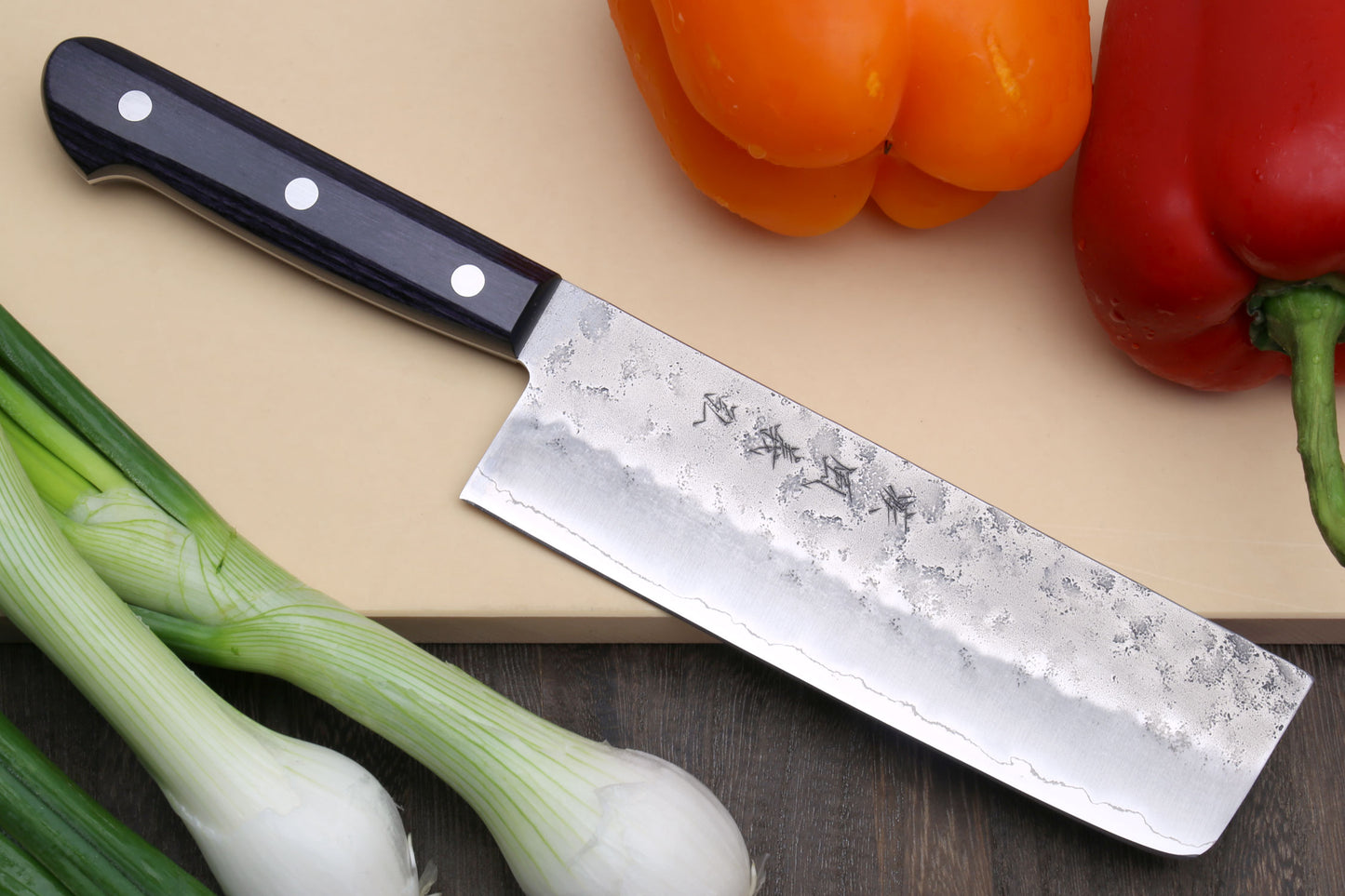 Yoshihiro Stainless Clad Nashiji Ginsan High Carbon Stain Resistant Steel Nakiri Vegetable Knife