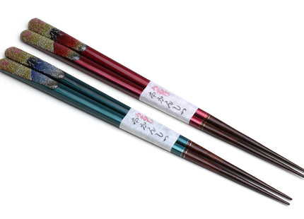Japanese Premium Chopsticks Fukiurushi lacquered Mt. Fuji Glitter with Paulownia Wooden Box