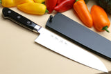 Yoshihiro High Speed Steel Santoku 7'' (180mm) Multipurpose Chefs Knife (Black Pakkawood Handle)