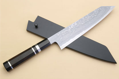 Yoshihiro Special Forged Suminagashi Mizu Yaki Aogami Blue Steel Gyuto Kiritsuke Triple Nickel Silver Ring Ebony Handle