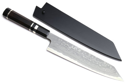 Yoshihiro Special Forged Suminagashi Mizu Yaki Aogami Blue Steel Gyuto Kiritsuke Triple Nickel Silver Ring Ebony Handle