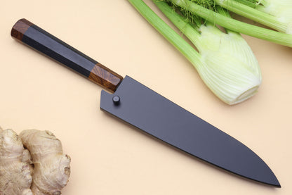 Yoshihiro High Speed Steel HAP40 Petty Multipurpose Chef Knife Natural Ebony Handle