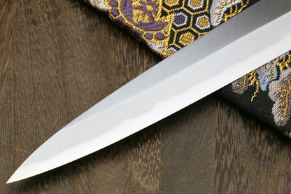 Yoshihiro Left Handed Kasumi White Steel Yanagi Sushi Sashimi Japanese Knife Shitan Handle