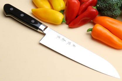 Yoshihiro High Speed Steel Santoku 7'' (180mm) Multipurpose Chefs Knife (Black Pakkawood Handle)