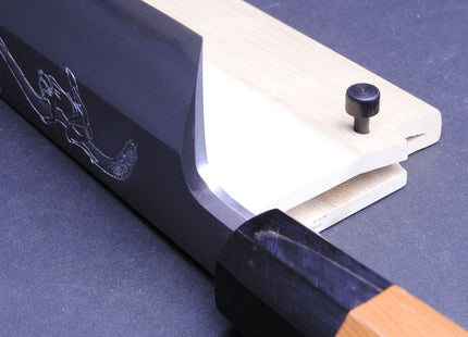 Yoshihiro Aonamiuchi Hamokiri 270mm Japanese Eel Bone Slicer Knife Artisan Hand Engraved Unagi Nobori Climbing Eel Yew Handle
