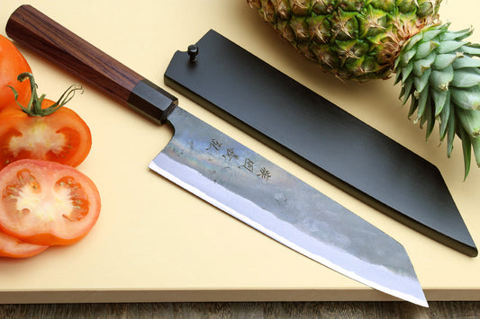 Yoshihiro Aogami Super Blue High Carbon Steel Kurouchi Kiritsuke Multipurpose Chef Knife with Shitan Wood Handle