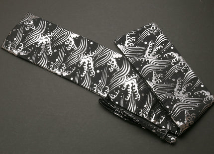 Yoshihiro Japanese Knife Pouch Bag (Black & Silver Japanese wave Pattern)