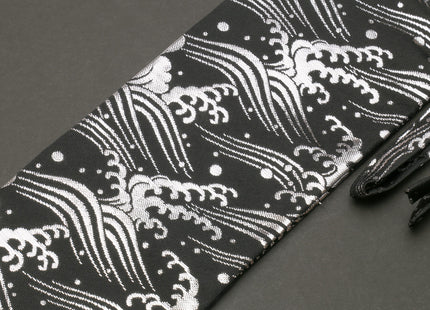 Yoshihiro Japanese Knife Pouch Bag (Black & Silver Japanese wave Pattern)
