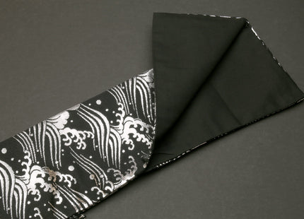 Yoshihiro Japanese Knife Pouch Bag (Black & Silver Japanese wave Pattern)