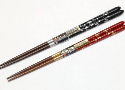 Yoshihiro Premium Cherrywood Red & Black Sakura Chopsticks Set Comes With Fine Paulownia Wood Case