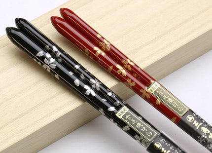 Yoshihiro Premium Cherrywood Red & Black Sakura Chopsticks Set Comes With Fine Paulownia Wood Case