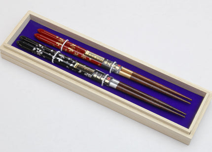 Yoshihiro Premium Cherrywood Red & Black Sakura Chopsticks Set Comes With Fine Paulownia Wood Case