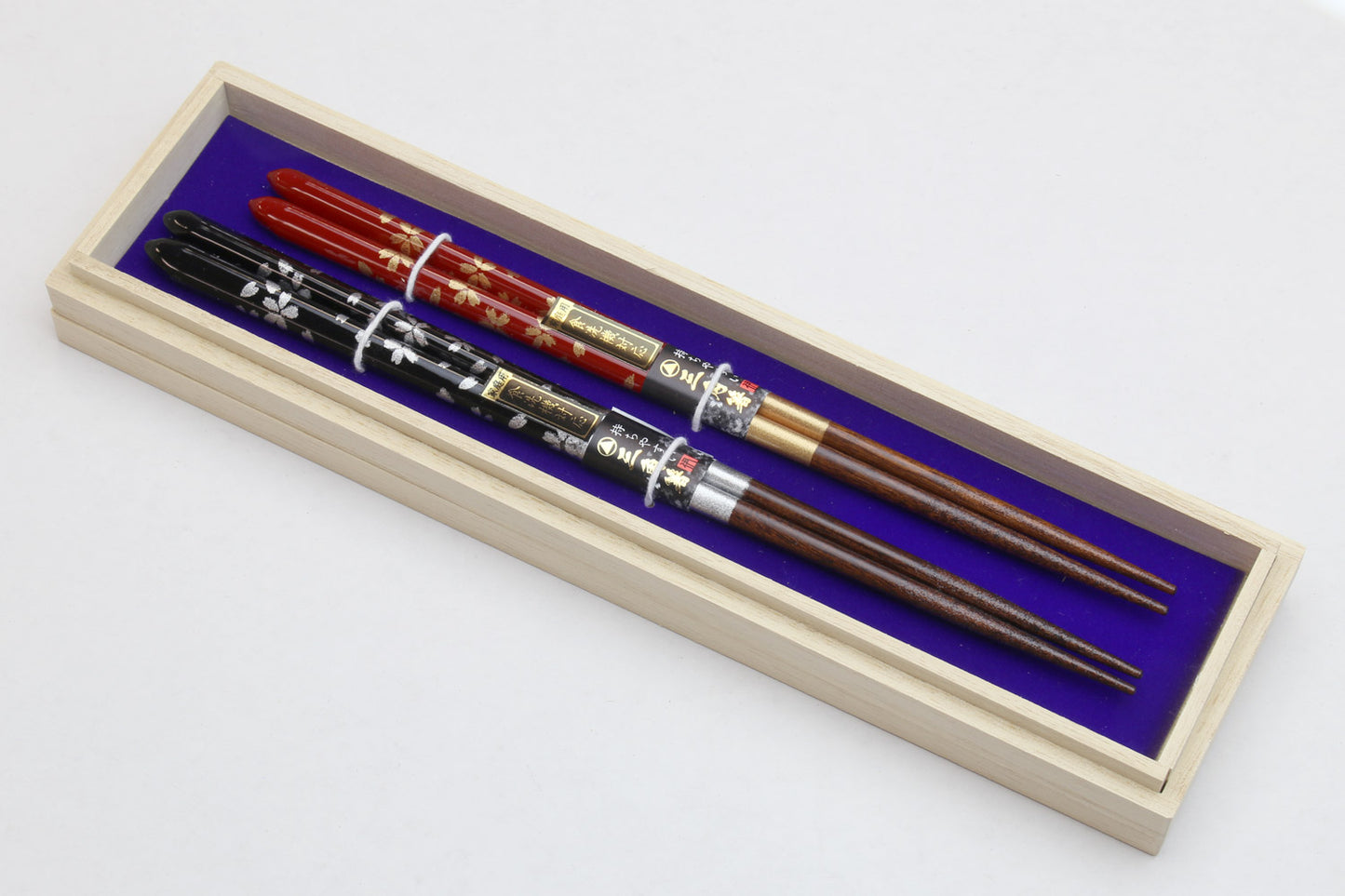 Yoshihiro Premium Cherrywood Red & Black Sakura Chopsticks Set Comes With Fine Paulownia Wood Case