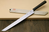 Yoshihiro Ginsan Mirror Polished Stain Resistant Steel Sakimaru Takobiki Sushi Sashimi Slicing Japanese Knife Ebony Handle