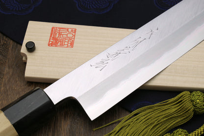 Yoshihiro Hongasumi White Steel Kiritsuke Multipurpose Japanese Chef Knife Magnolia Handle