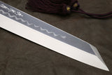 Yoshihiro Mizu Honyaki White Steel #2 Mirror-Polished Namiukashi Kiritsuke Knife Ebony wood Handle & Saya