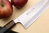 Yoshihiro High Speed Steel HAP40 Santoku Multipurpose Chefs Knife Natural Ebony Handle
