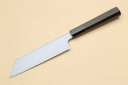 Yoshihiro Honyaki White Steel Mirror-Finished Namiukashi Kenmuki Japanese Single Edged Vegetable Knife with Premium Ebony Saya Cover