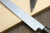Yoshihiro Mizu Honyaki Mirror-Finished Namiukashi White Steel #2 Yanagi Sushi Sashimi Japanese Knife Triple Nickel Silver Ring Ebony Handle and Premium Ebony Saya
