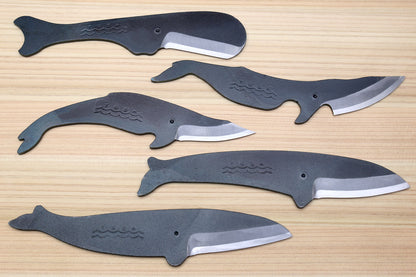 Yoshihiro Shiroko High Carbon Steel Kurouchi Kujira Whale Japanese Utility Knife 5PC SET(Whale A, B, C, D, & E Type)