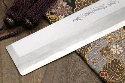 Yoshihiro Left Handed Kasumi White Steel Edo Usuba Traditional Japanese Vegetable Chopping Chef Knife Shitan Handle