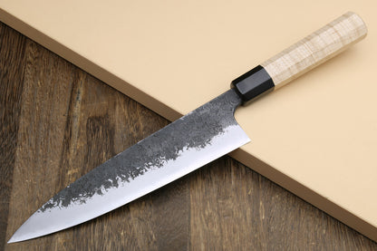 Yoshihiro Nashiji High Carbon White Steel #2 Gyuto Japanese Chefs Knife with Camphor Handle