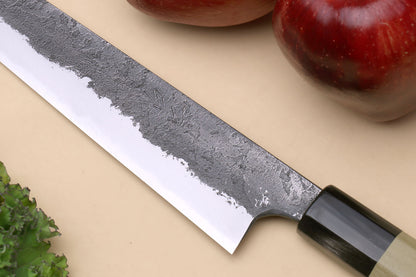 Yoshihiro Nashiji High Carbon White Steel #2 Sujihiki Japanese Slicer Knife with Magnolia Handle